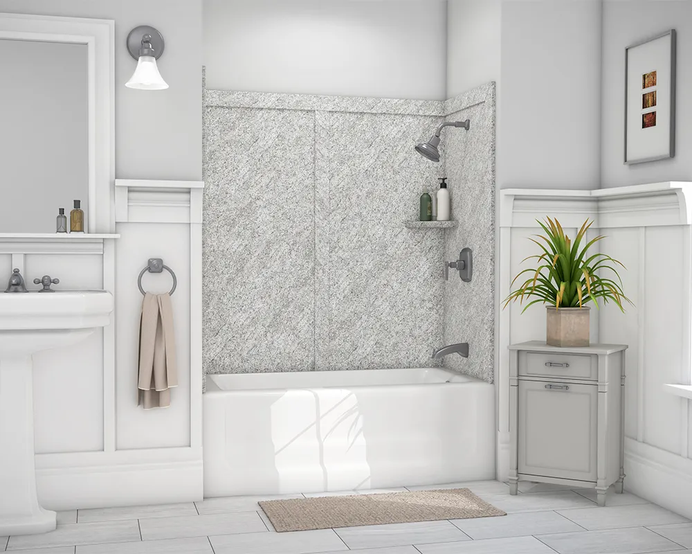 Shower-to-tub transformation with premium materials in Illinois